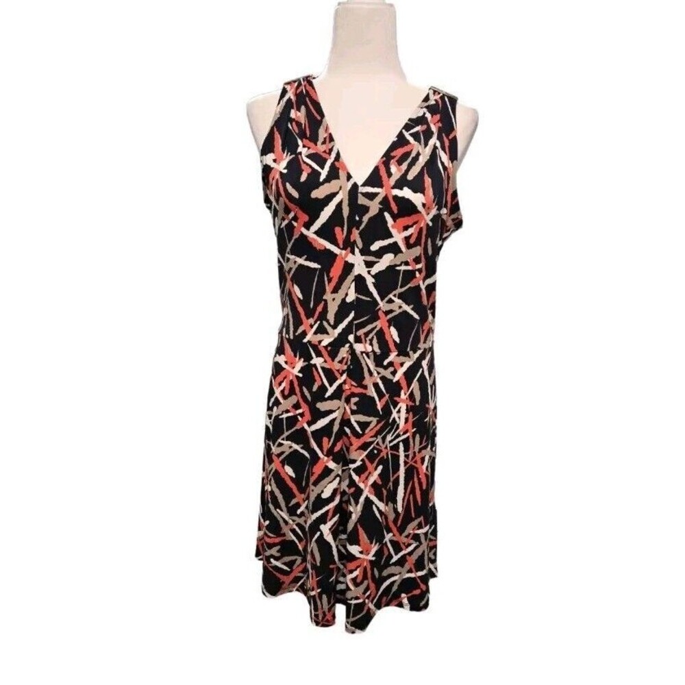 Michael Kors Women Fit N Flare Center Pleat Stretch Multicolor Dress Size Medium